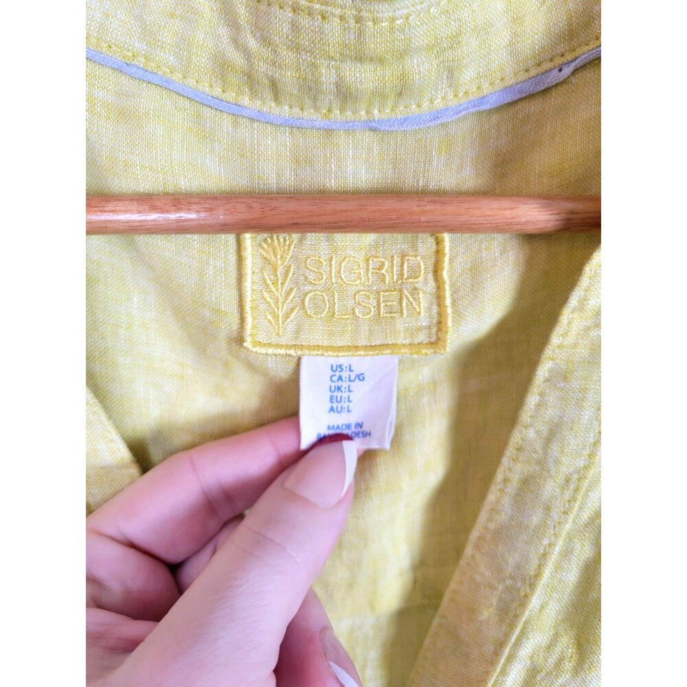 Sigrid Olsen Long Sleeve Linen Button-Up Shirt Si… - image 3